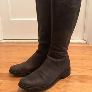 Hunter X Vera Gomma Knee High Zip Brown Boots